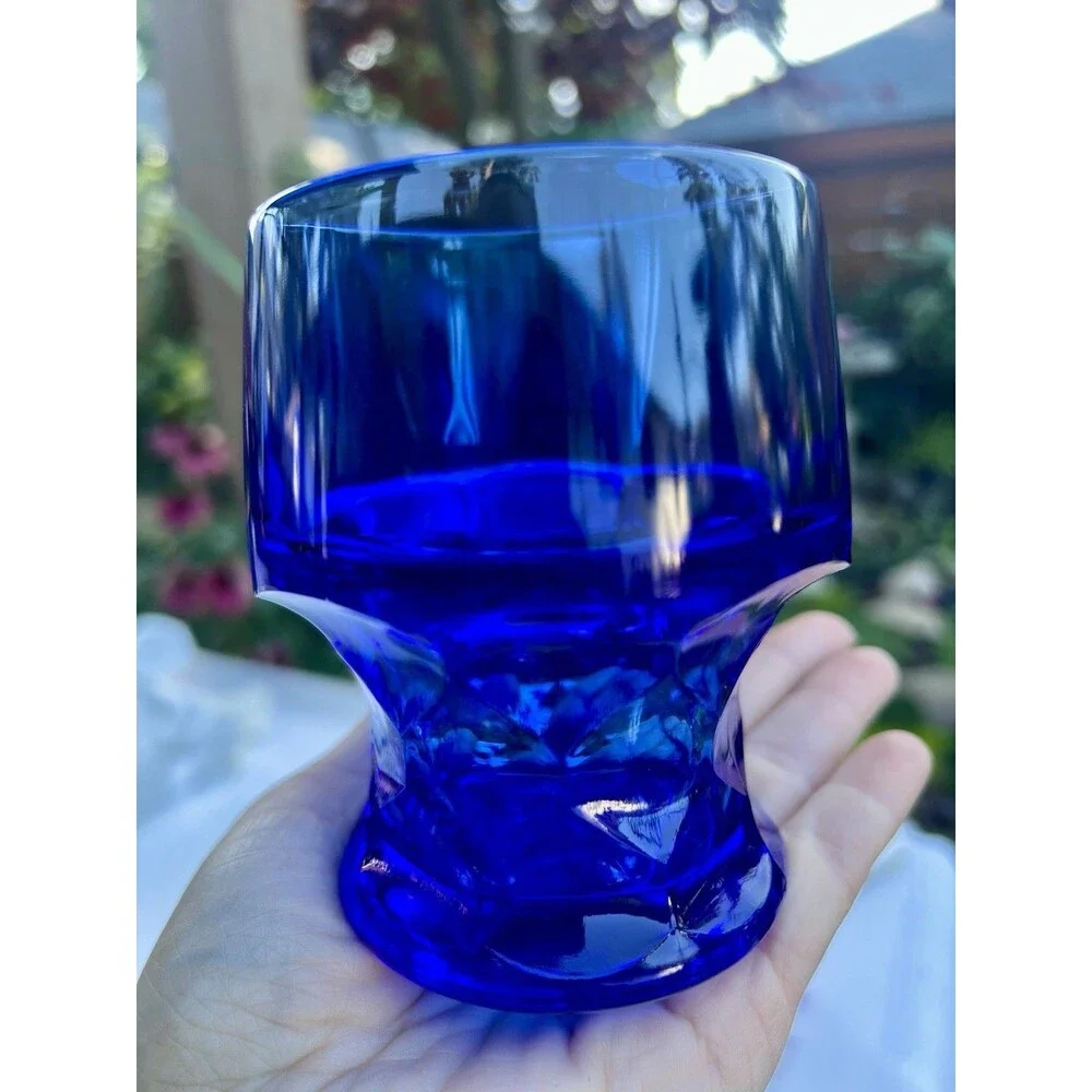 Vintage 1950’s Viking Glass Georgian Cobalt Blue Tumblers Set of 2 Mid Century